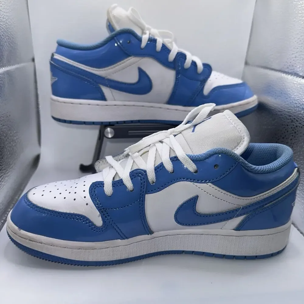 Nike Size Boys 5Y Air Jordan 1 Low SE White/Legend Blue (FZ3929-114)-‎ Excellent